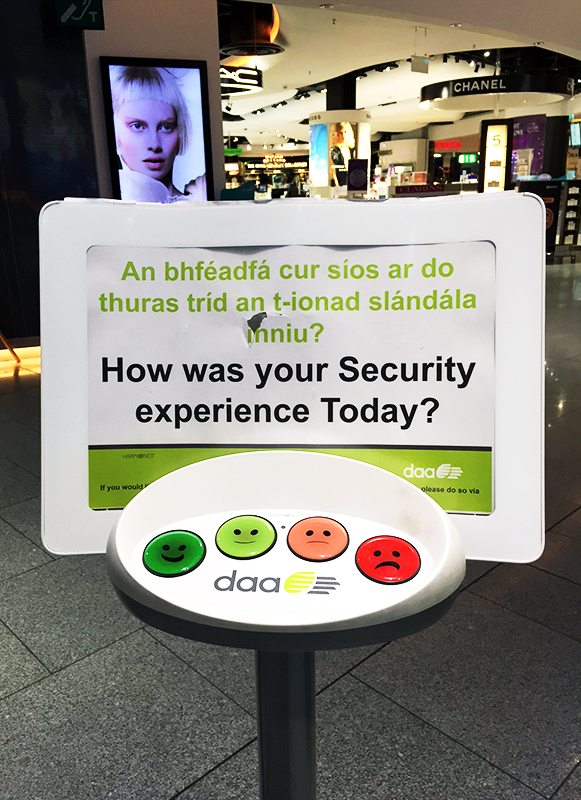 Example of microfeedback at Dublin airport security checkpoint
