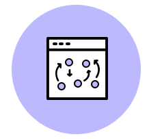 Decorative icon of a web page in a browser with a mind map.